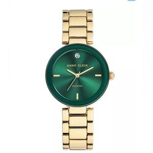 Anne Klein Women's Diamond-Accent Gold-Tone Bracelet Watch 32mm